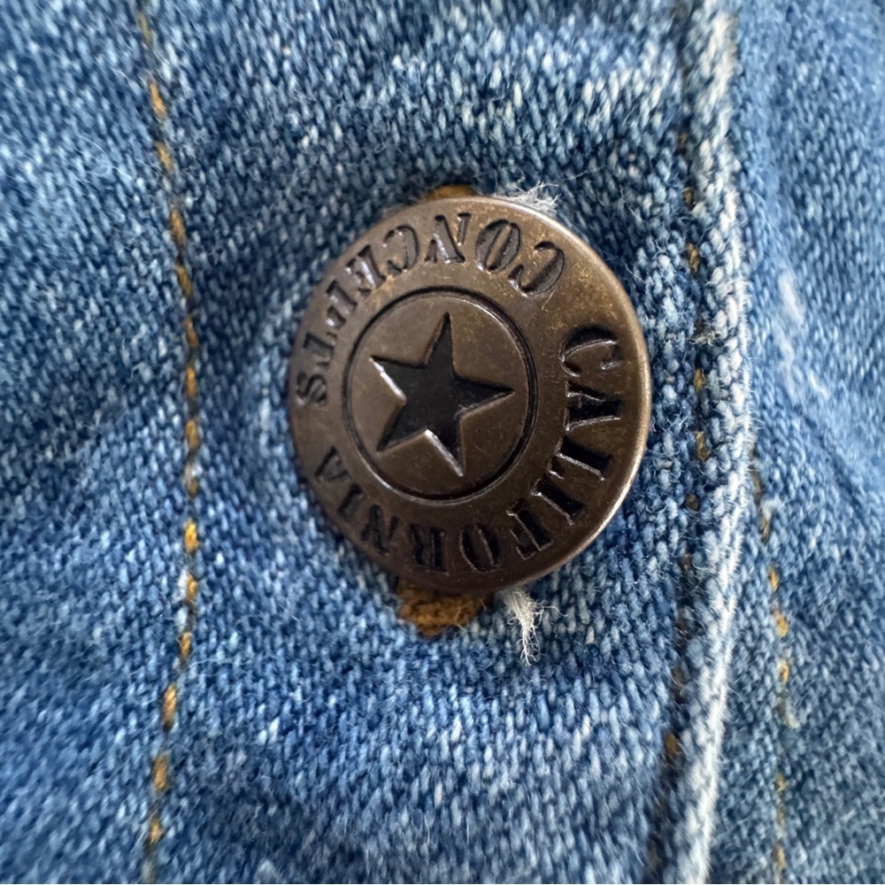 90s Y2K VTG California Concepts Denim Button Front Jumper  Floral Embroider - Picture 3 of 12